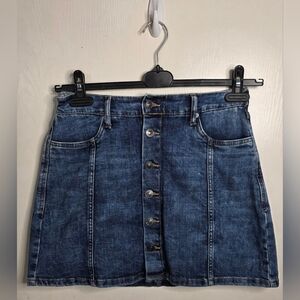 Aerie Blue Denim Button Down Mini Skirt